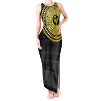 Sankofa Bird Tank Maxi Dress Adinkra Symbols - Gold Version
