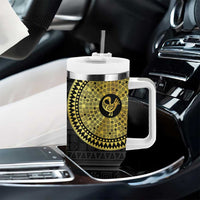 Sankofa Bird Tumbler With Handle Adinkra Symbols - Gold Version
