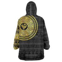 Sankofa Bird Wearable Blanket Hoodie Adinkra Symbols - Gold Version
