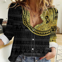 Sankofa Bird Women Casual Shirt Adinkra Symbols - Gold Version