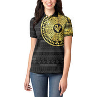 Sankofa Bird Women Polo Shirt Adinkra Symbols - Gold Version