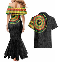 Sankofa Bird Adinkra Symbols Couples Matching Mermaid Dress and Hawaiian Shirt African Culture