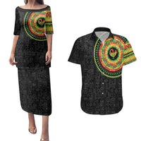 Sankofa Bird Adinkra Symbols Couples Matching Puletasi and Hawaiian Shirt African Culture