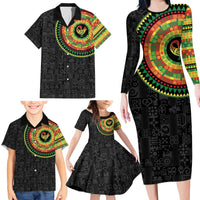 Sankofa Bird Adinkra Symbols Family Matching Long Sleeve Bodycon Dress and Hawaiian Shirt African Culture