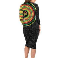 Sankofa Bird Adinkra Symbols Family Matching Long Sleeve Bodycon Dress and Hawaiian Shirt African Culture