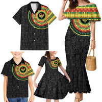 Sankofa Bird Adinkra Symbols Family Matching Mermaid Dress and Hawaiian Shirt African Culture