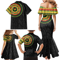 Sankofa Bird Adinkra Symbols Family Matching Mermaid Dress and Hawaiian Shirt African Culture