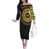 Sankofa Bird Adinkra Symbols Family Matching Off The Shoulder Long Sleeve Dress and Hawaiian Shirt African Culture
