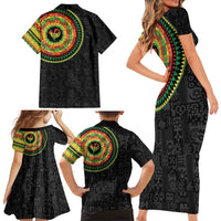 Sankofa Bird Adinkra Symbols Family Matching Short Sleeve Bodycon Dress and Hawaiian Shirt African Culture