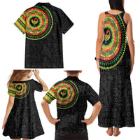 Sankofa Bird Adinkra Symbols Family Matching Tank Maxi Dress and Hawaiian Shirt African Culture