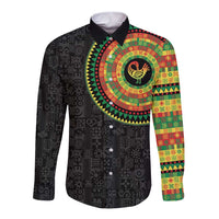 Sankofa Bird Adinkra Symbols Long Sleeve Button Shirt African Culture