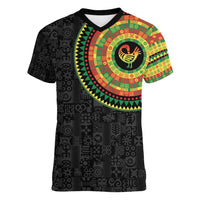 Sankofa Bird Adinkra Symbols Women V-Neck T-Shirt African Culture