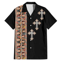 Ethiopia Angels Tilet Family Matching Mermaid Dress and Hawaiian Shirt Ethiopian Cross Black Color