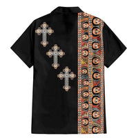 Ethiopia Angels Tilet Family Matching Mermaid Dress and Hawaiian Shirt Ethiopian Cross Black Color