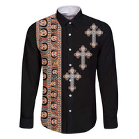 Ethiopia Angels Tilet Family Matching Tank Maxi Dress and Hawaiian Shirt Ethiopian Cross Black Color