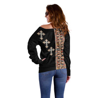 Ethiopia Angels Tilet Off Shoulder Sweater Ethiopian Cross Black Color