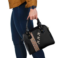 Ethiopia Angels Tilet Shoulder Handbag Ethiopian Cross Black Color
