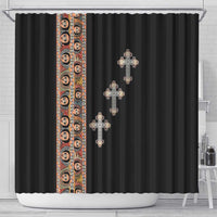Ethiopia Angels Tilet Shower Curtain Ethiopian Cross Black Color