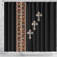 Ethiopia Angels Tilet Shower Curtain Ethiopian Cross Black Color