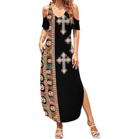Ethiopia Angels Tilet Summer Maxi Dress Ethiopian Cross Black Color