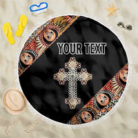 Personalized Ethiopian Orthodox Church Angel Beach Blanket Black Color