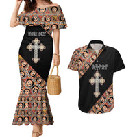 Personalized Ethiopian Orthodox Church Angel Couples Matching Mermaid Dress and Hawaiian Shirt Black Color