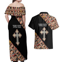Personalized Ethiopian Orthodox Church Angel Couples Matching Off Shoulder Maxi Dress and Hawaiian Shirt Black Color