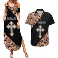 Personalized Ethiopian Orthodox Church Angel Couples Matching Summer Maxi Dress and Hawaiian Shirt Black Color