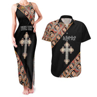 Personalized Ethiopian Orthodox Church Angel Couples Matching Tank Maxi Dress and Hawaiian Shirt Black Color