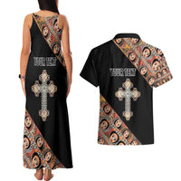 Personalized Ethiopian Orthodox Church Angel Couples Matching Tank Maxi Dress and Hawaiian Shirt Black Color