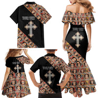 Personalized Ethiopian Orthodox Church Angel Family Matching Mermaid Dress and Hawaiian Shirt Black Color