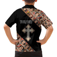 Personalized Ethiopian Orthodox Church Angel Family Matching Off Shoulder Maxi Dress and Hawaiian Shirt Black Color