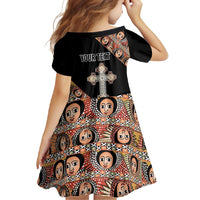 Personalized Ethiopian Orthodox Church Angel Family Matching Off Shoulder Maxi Dress and Hawaiian Shirt Black Color