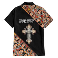 Personalized Ethiopian Orthodox Church Angel Family Matching Off Shoulder Short Dress and Hawaiian Shirt Black Color