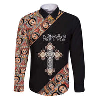 Personalized Ethiopian Orthodox Church Angel Family Matching Puletasi and Hawaiian Shirt Black Color