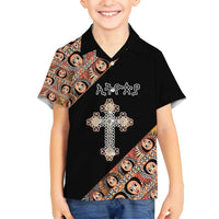 Personalized Ethiopian Orthodox Church Angel Family Matching Puletasi and Hawaiian Shirt Black Color