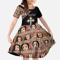 Personalized Ethiopian Orthodox Church Angel Family Matching Summer Maxi Dress and Hawaiian Shirt Black Color