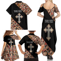 Personalized Ethiopian Orthodox Church Angel Family Matching Summer Maxi Dress and Hawaiian Shirt Black Color