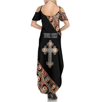 Personalized Ethiopian Orthodox Church Angel Family Matching Summer Maxi Dress and Hawaiian Shirt Black Color