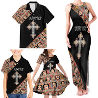 Personalized Ethiopian Orthodox Church Angel Family Matching Tank Maxi Dress and Hawaiian Shirt Black Color