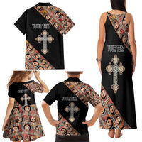 Personalized Ethiopian Orthodox Church Angel Family Matching Tank Maxi Dress and Hawaiian Shirt Black Color