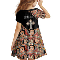 Personalized Ethiopian Orthodox Church Angel Kid Short Sleeve Dress Black Color