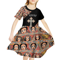 Personalized Ethiopian Orthodox Church Angel Kid Short Sleeve Dress Black Color