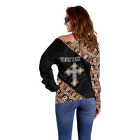 Personalized Ethiopian Orthodox Church Angel Off Shoulder Sweater Black Color