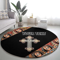 Personalized Ethiopian Orthodox Church Angel Round Carpet Black Color