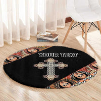 Personalized Ethiopian Orthodox Church Angel Round Carpet Black Color