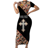 Personalized Ethiopian Orthodox Church Angel Short Sleeve Bodycon Dress Black Color