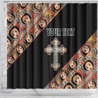 Personalized Ethiopian Orthodox Church Angel Shower Curtain Black Color