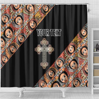 Personalized Ethiopian Orthodox Church Angel Shower Curtain Black Color