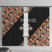 Personalized Ethiopian Orthodox Church Angel Window Curtain Black Color